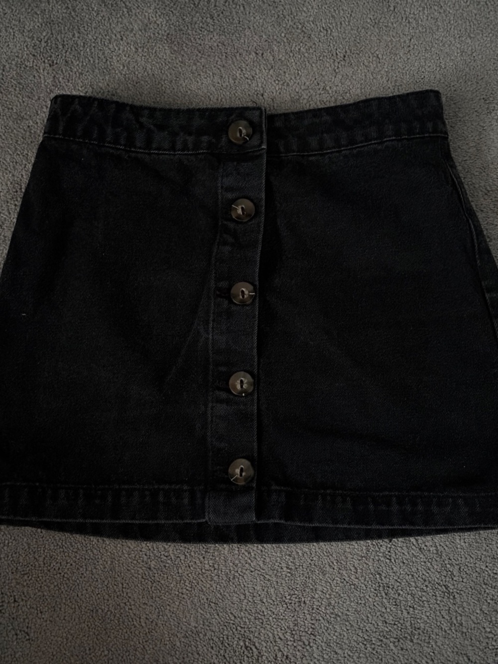 Forever 21 Black Button-Front Denim Mini Skirt